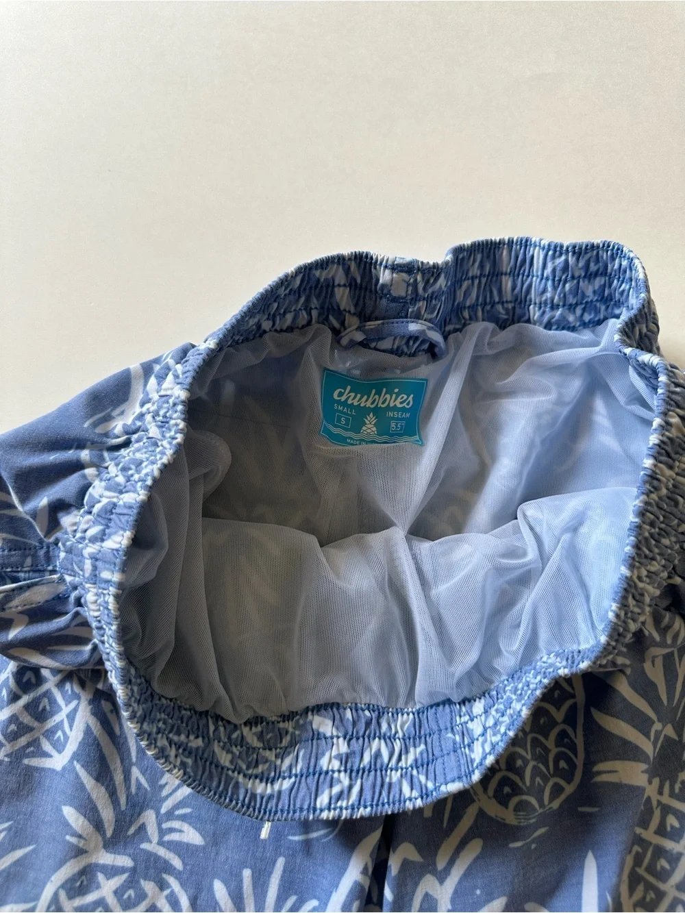 Chubbies Blue Pineapple The Thigh-napples swim trunks